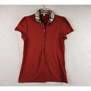 Burberry Women's Short Sleeve Nova Check Trim Polo Shirt Size M